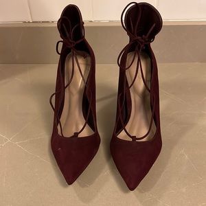 Aldo burgundy velvet straps heels